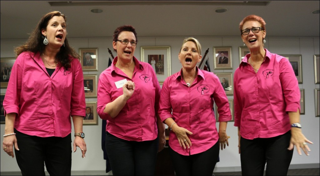 Anke, Lindsey, Sloane and Annette sing our thanks to the City of Cockburn
